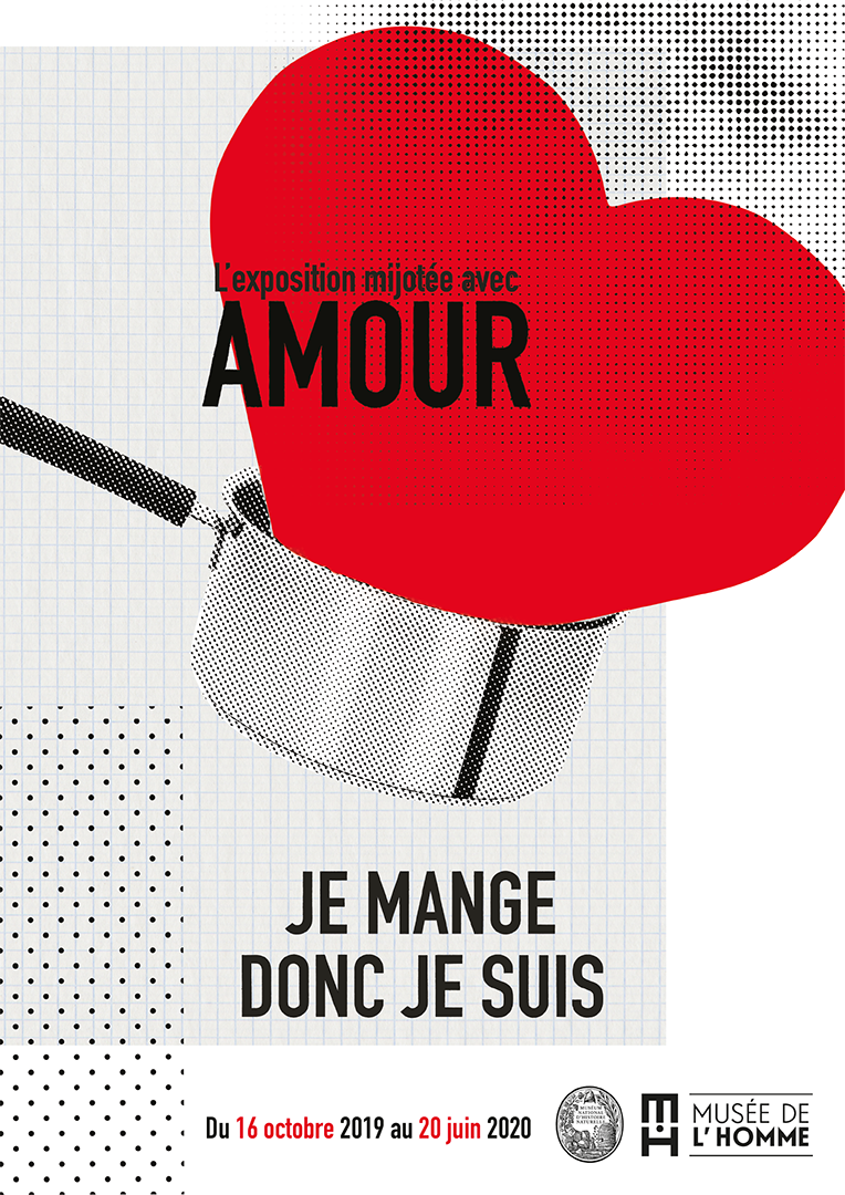 Affiche publicitaire n°2 réalisée par Clémence Gay pour l'exposition "Je mange donc je suis" du Musée de l'Homme : la casserole.