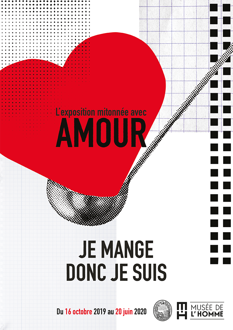 Affiche publicitaire réalisée par Clémence Gay pour l'exposition "Je mange donc je suis" du Musée de l'Homme : la louche.